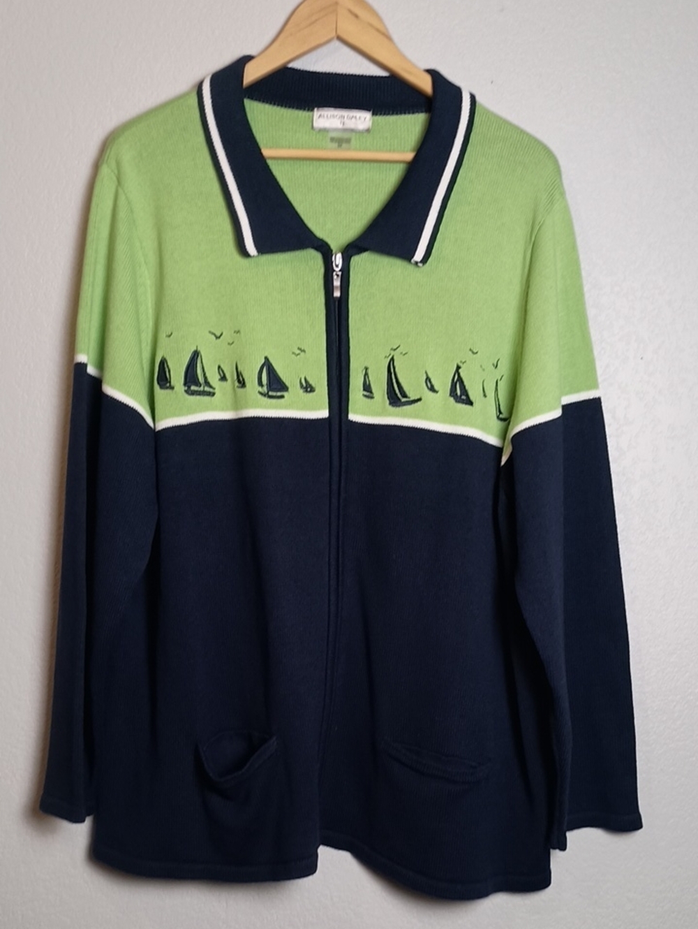Women's Allison Daley Embroidered Zip Up Sweater